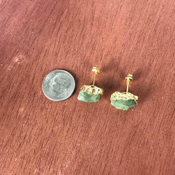 Natural Apatite Stone Raw Cut Freeform Earrings - Picture 6 of 6